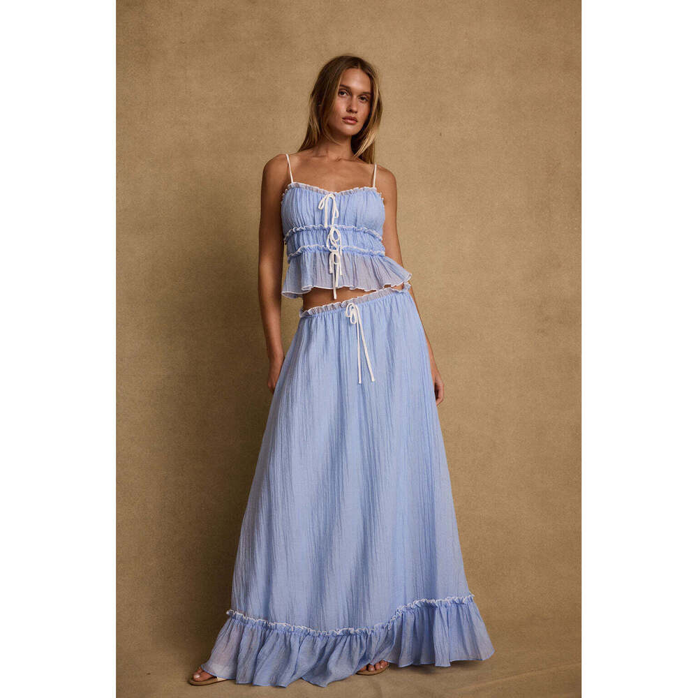12th Tribe Dahlia Blue Maxi Skirt Size S - Picture 3 of 3